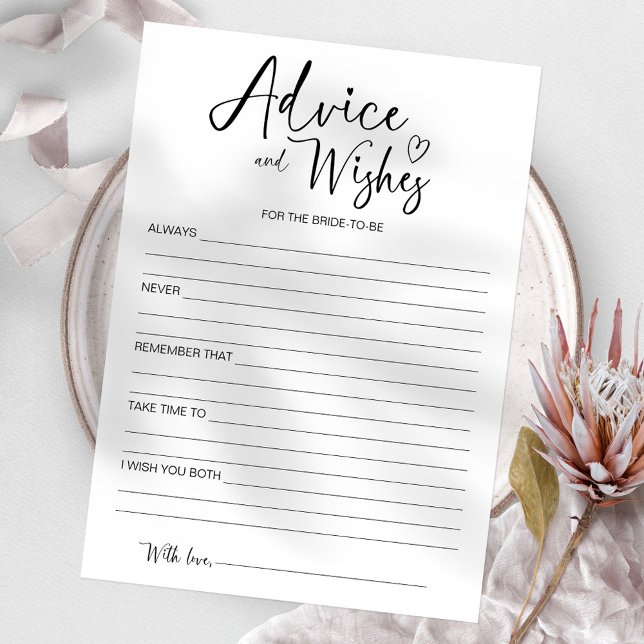 Advice and Wishes For The Bride-to-be Card (Creator Uploaded)