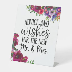 Advice and Wishes for the Mrs and Mrs Wedding Pedestal Sign