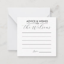Advice and Wishes for Wedding Card