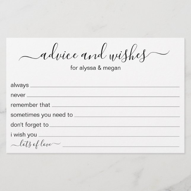 Advice and Wishes Modern LGBTQ Wedding (Front)