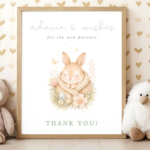 Advice and Wishes New Parents Bunny Baby Shower Poster