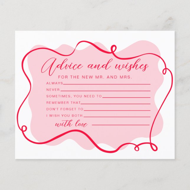 Advice and wishes retro pink and red wavy frame (Front)