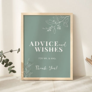 Advice And Wishes Sage Green Wedding Sign 