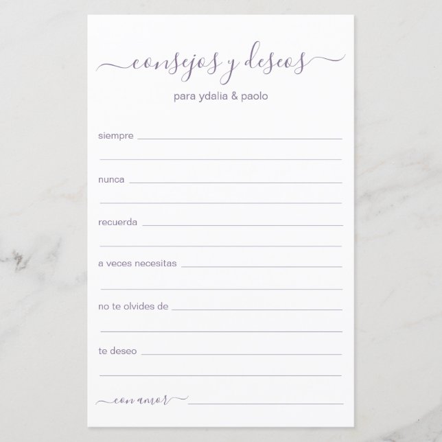 Advice and Wishes Spanish (Front)