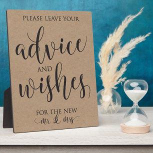 Advice and Wishes Wedding Decor Sign Plaque