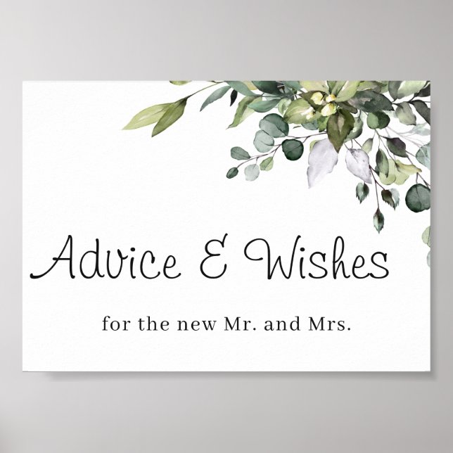 Advice and Wishes Wedding Poster Sign (Front)