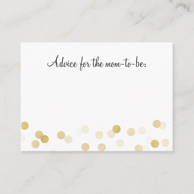 Advice Card Baby Shower Gold Foil Glitter Lights (Front)