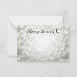 Advice Card Baby Shower Silver Glitter Lights