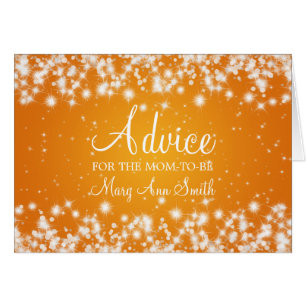 Advice Card Baby Shower Winter Sparkle Orange