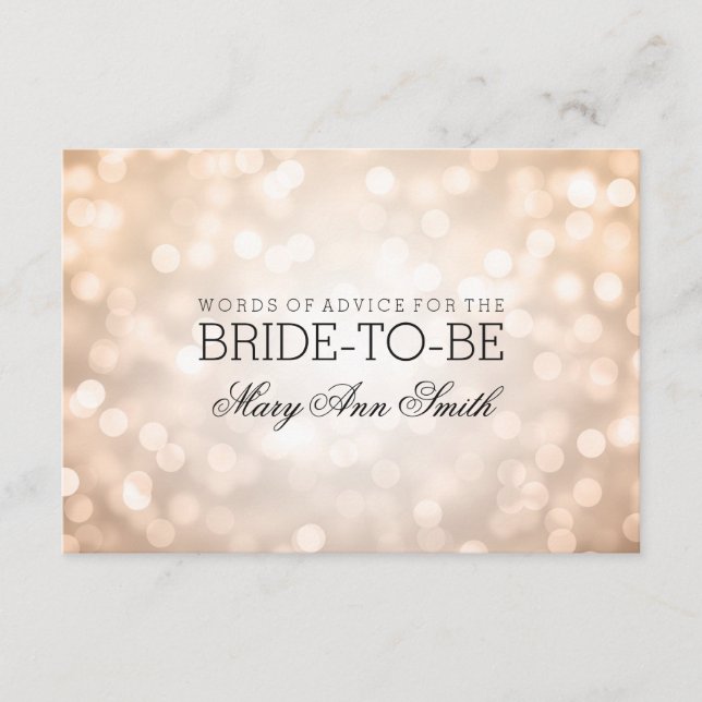 Advice Card Bridal Shower Copper Glitter Lights (Front)