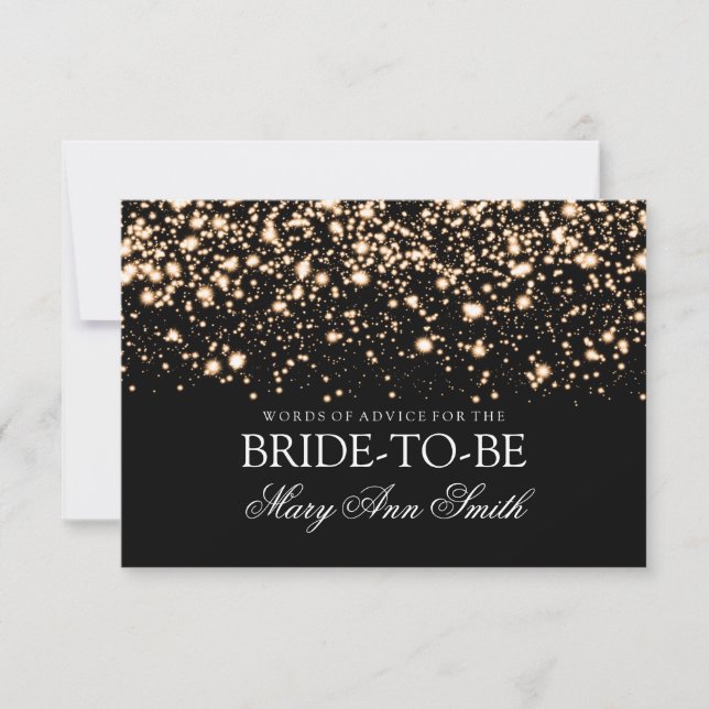 Advice Card Bridal Shower Gold Midnight Glam (Front)
