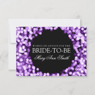 Advice Card Bridal Shower Purple Sparkly Lights