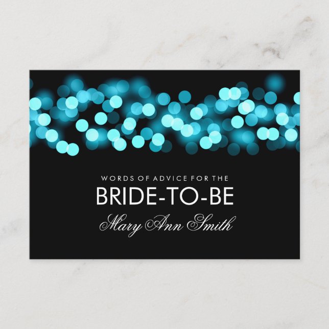 Advice Card Bridal Shower Turquoise Hollywood Glam (Front)
