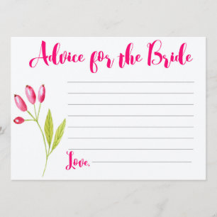 Advice Card for Bride to Be Bridal Shower Game