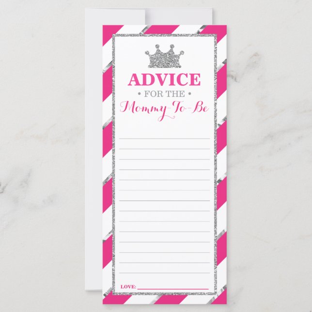 Advice Card for Mum-To-Be, Baby Shower Faux Silver (Front)