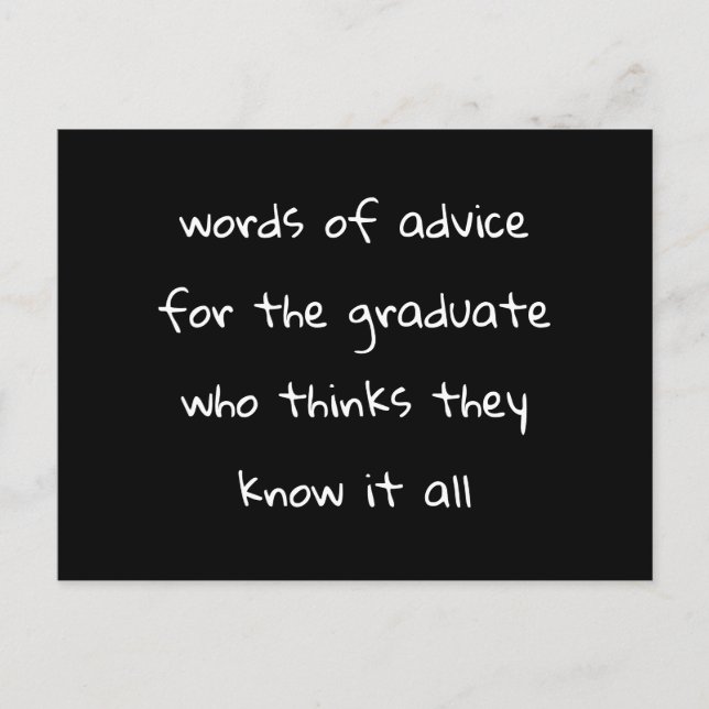 Advice Card For The Graduate Party Funny (Front)