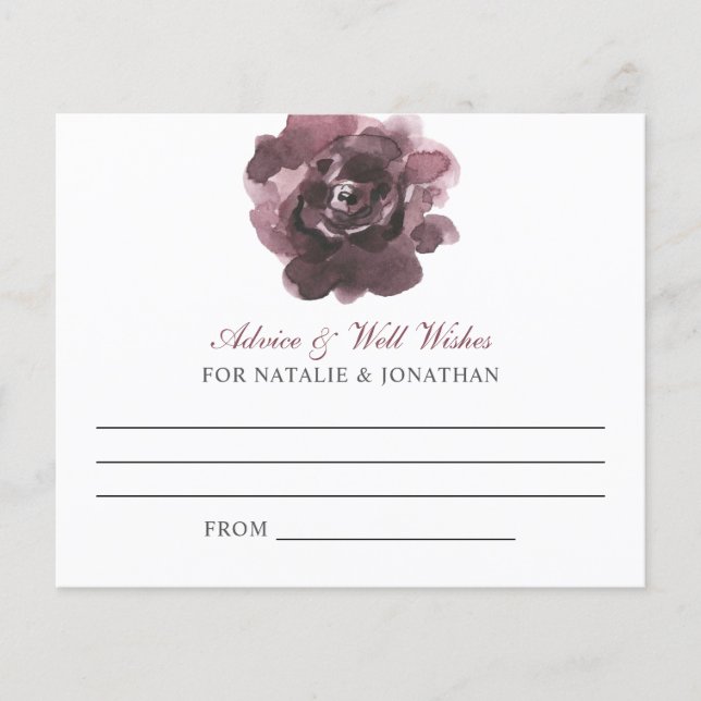 Advice Card Wedding Fall Floral Wine Rust Elegant (Front)