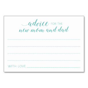 Advice Cards New Mum Dad Turquoise Baby Shower