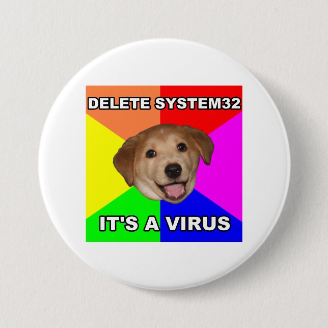 Advice Dog says: Delete the Virus 7.5 Cm Round Badge (Front)