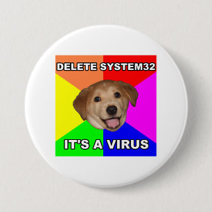 Advice Dog says: Delete the Virus 7.5 Cm Round Badge