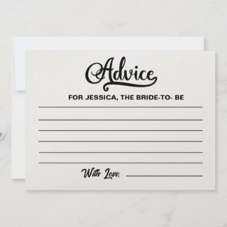 Advice for Bride to Be- Bridal Shower Advice Cards