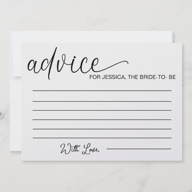 Advice for Bride to Be- Bridal Shower Advice Cards (Front)