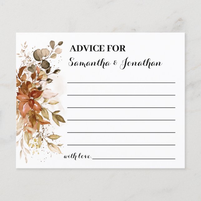 Advice for Couple Autumn Fall Bridal Shower Card (Front)