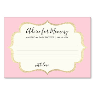 ADVICE FOR MOMMY Pink Gold GIRL Baby Shower Cards