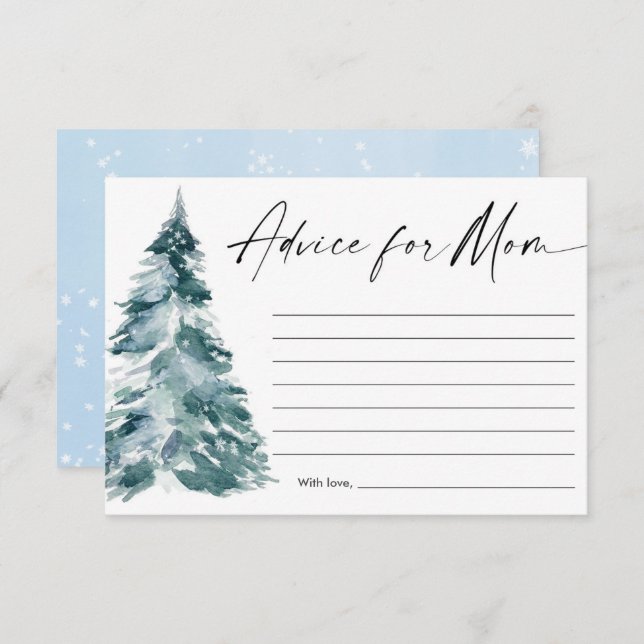 Advice for mum Christmas tree boy baby shower Enclosure Card (Front/Back)