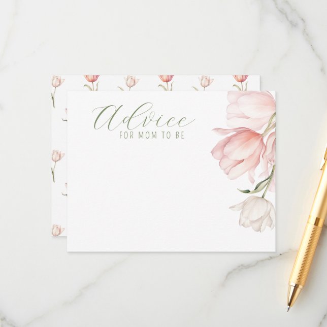 Advice for Mum to Be Card Floral Keepsake (Front/Back In Situ)