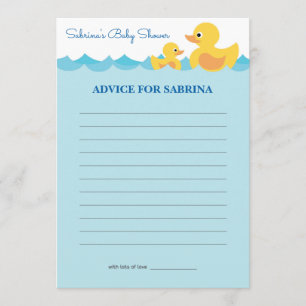 Advice for Mum To Be Rubber Duck Baby Shower Game Invitation