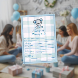 Advice For Mummy Cute Grey Bear Boy Shower Game Invitation