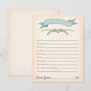 Advice for mummy-to-be Baby Shower Game Card