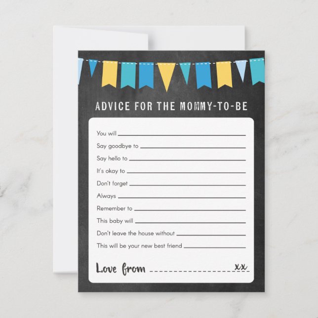 Advice for mummy-to-be Baby Shower Game Card (Front)