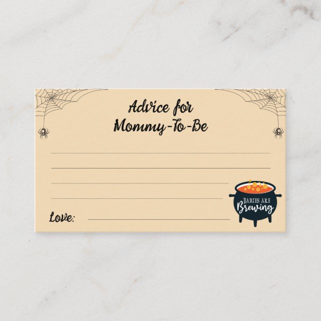 Advice for Mummy-to-be Halloween Twins Baby Shower Enclosure Card (Front)