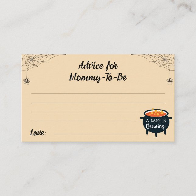 Advice for Mummy-to-be Halloween Witch Baby Shower Enclosure Card (Front)