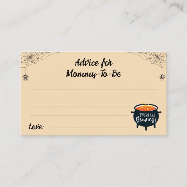 Advice for Mummy-to-be Halloween Witch Baby Shower Enclosure Card (Front)
