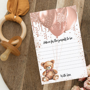 Advice for parents balloons teddy bear baby shower