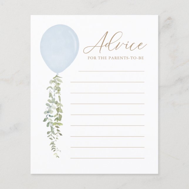 Advice for Parents Blue Balloon Baby Shower Game (Front)