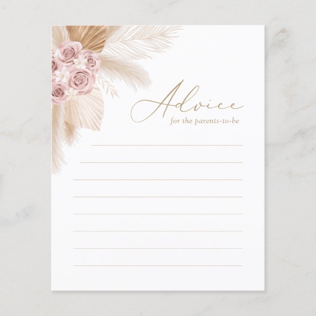 Advice for Parents Boho Pampas Grass Baby Shower (Front)