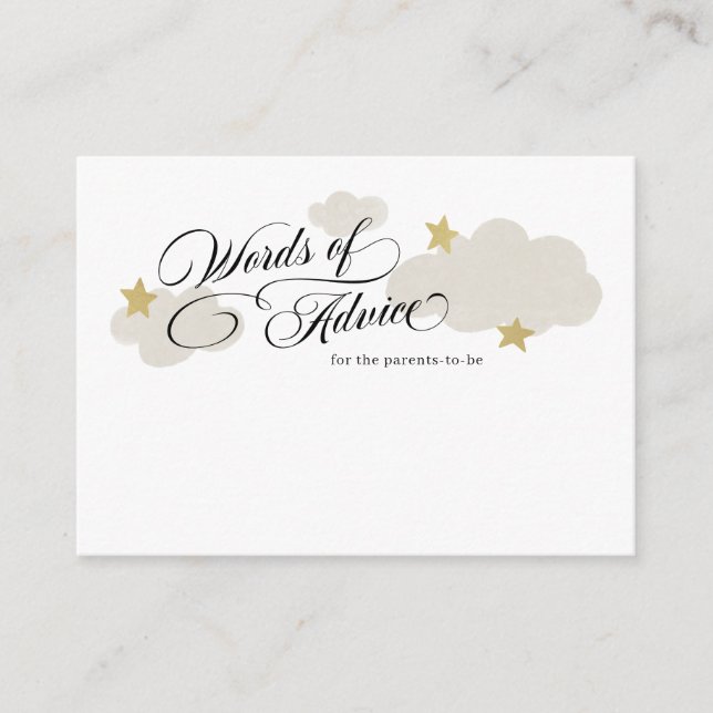 Advice for Parents-to-be Stars Cloud Baby Shower Enclosure Card (Front)