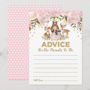 Advice for Parents Woodland Baby Girl Shower Card