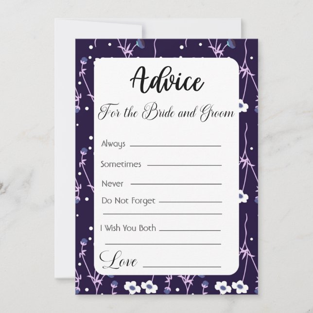 Advice For The Bride and Groom Dark Floral Invitation (Front)
