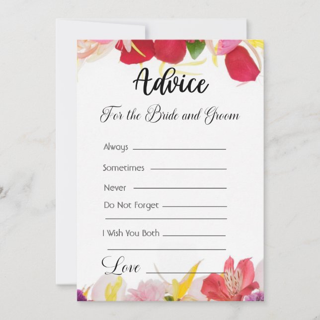 Advice For The Bride and Groom Exotic Floral Invitation (Front)