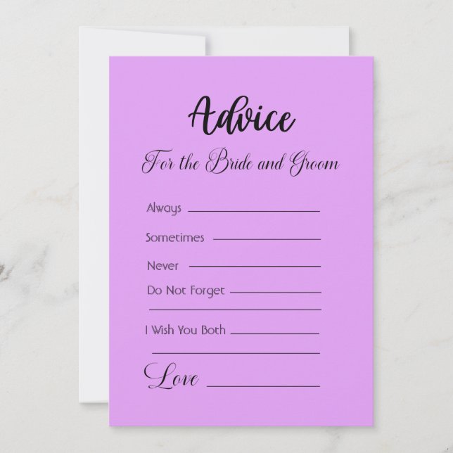 Advice For The Bride and Groom Lavender Invitation (Front)