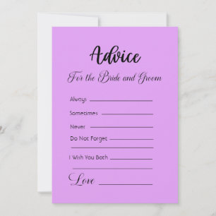 Advice For The Bride and Groom Lavender Invitation