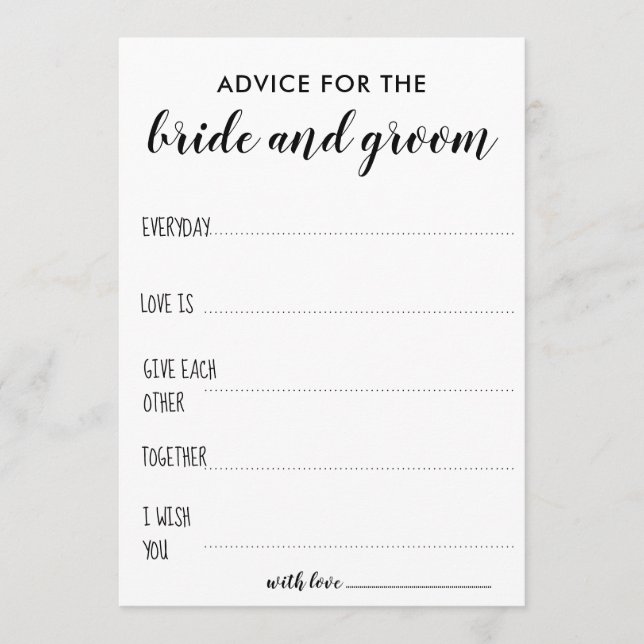 Advice For The Bride And Groom | Minimalist (Front)