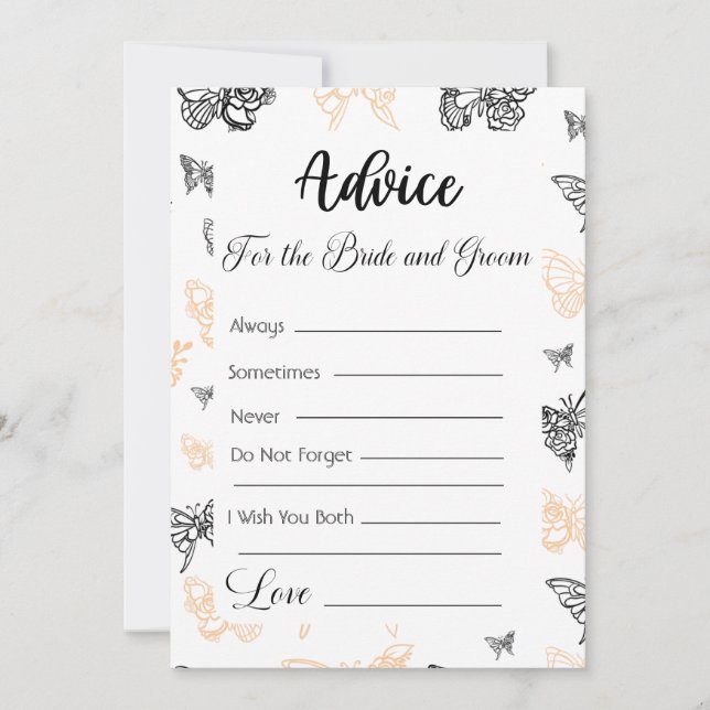 Advice For The Bride and Groom Modern Butterflies Invitation (Front)