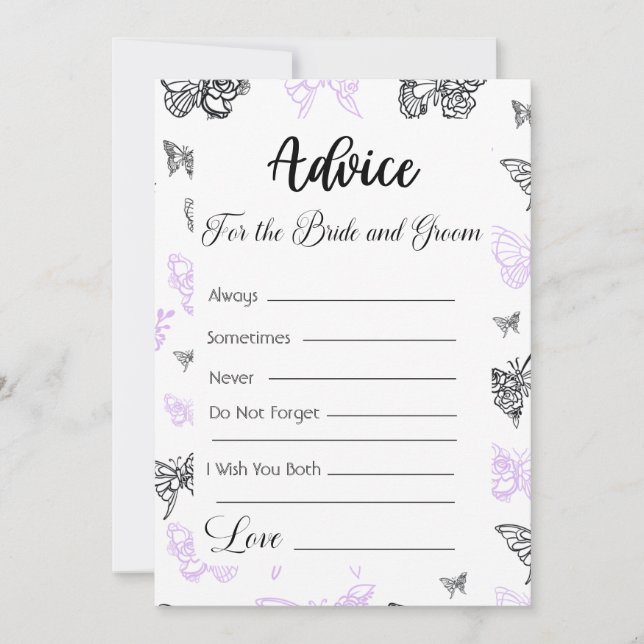 Advice For The Bride and Groom Modern Butterflies Invitation (Front)