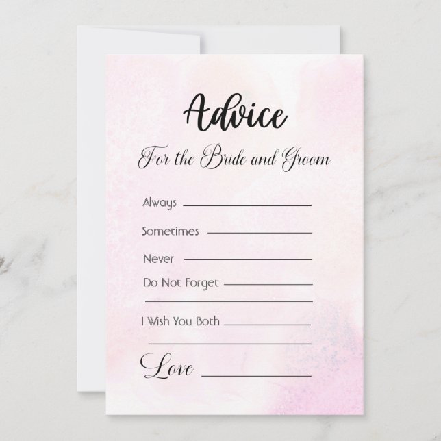 Advice For The Bride and Groom Modern Pink Invitation (Front)